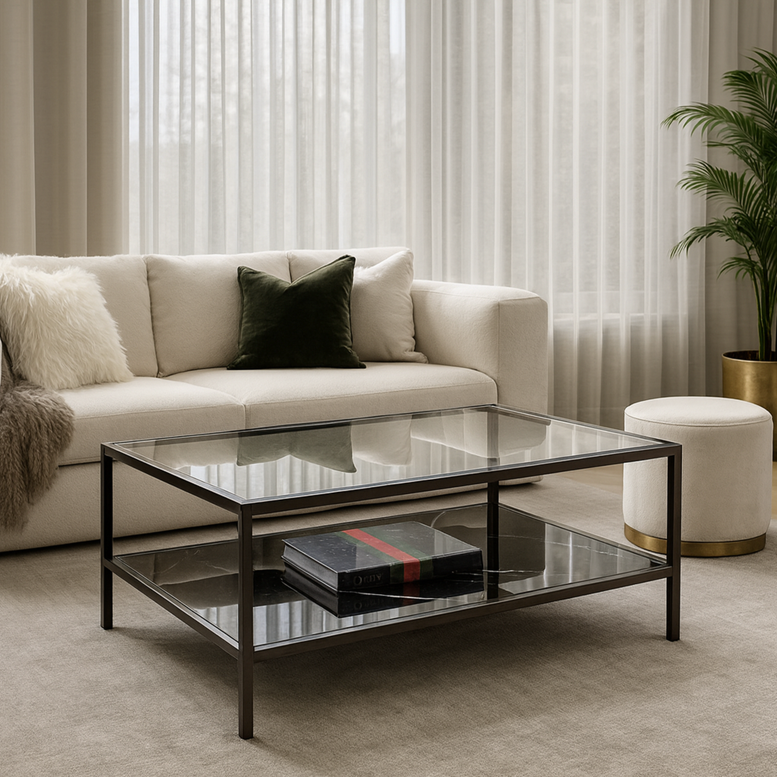Interior Ave - Vogue Coffee Table - Black Marble Stone & Glass V355-IA-CT11-GB