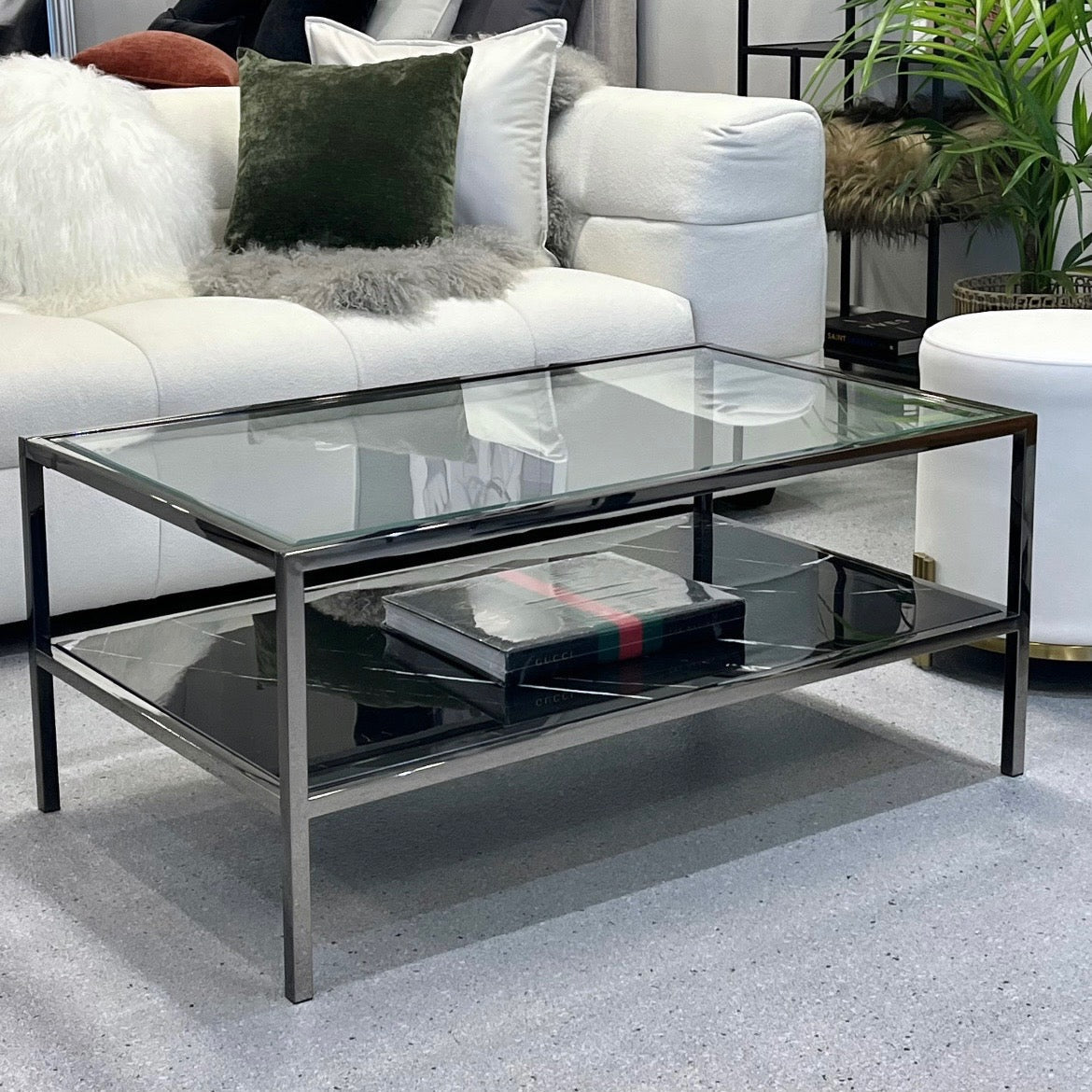 Interior Ave - Vogue Coffee Table - Black Marble Stone & Glass V355-IA-CT11-GB