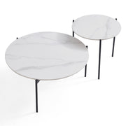Interior Ave - Bianco Nested Coffee Table Set - White Marble Stone V355-IA-CT12-MB