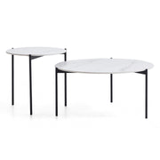 Interior Ave - Bianco Nested Coffee Table Set - White Marble Stone V355-IA-CT12-MB