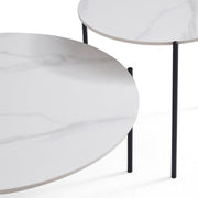 Interior Ave - Bianco Nested Coffee Table Set - White Marble Stone V355-IA-CT12-MB