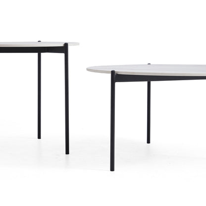 Interior Ave - Bianco Nested Coffee Table Set - White Marble Stone V355-IA-CT12-MB