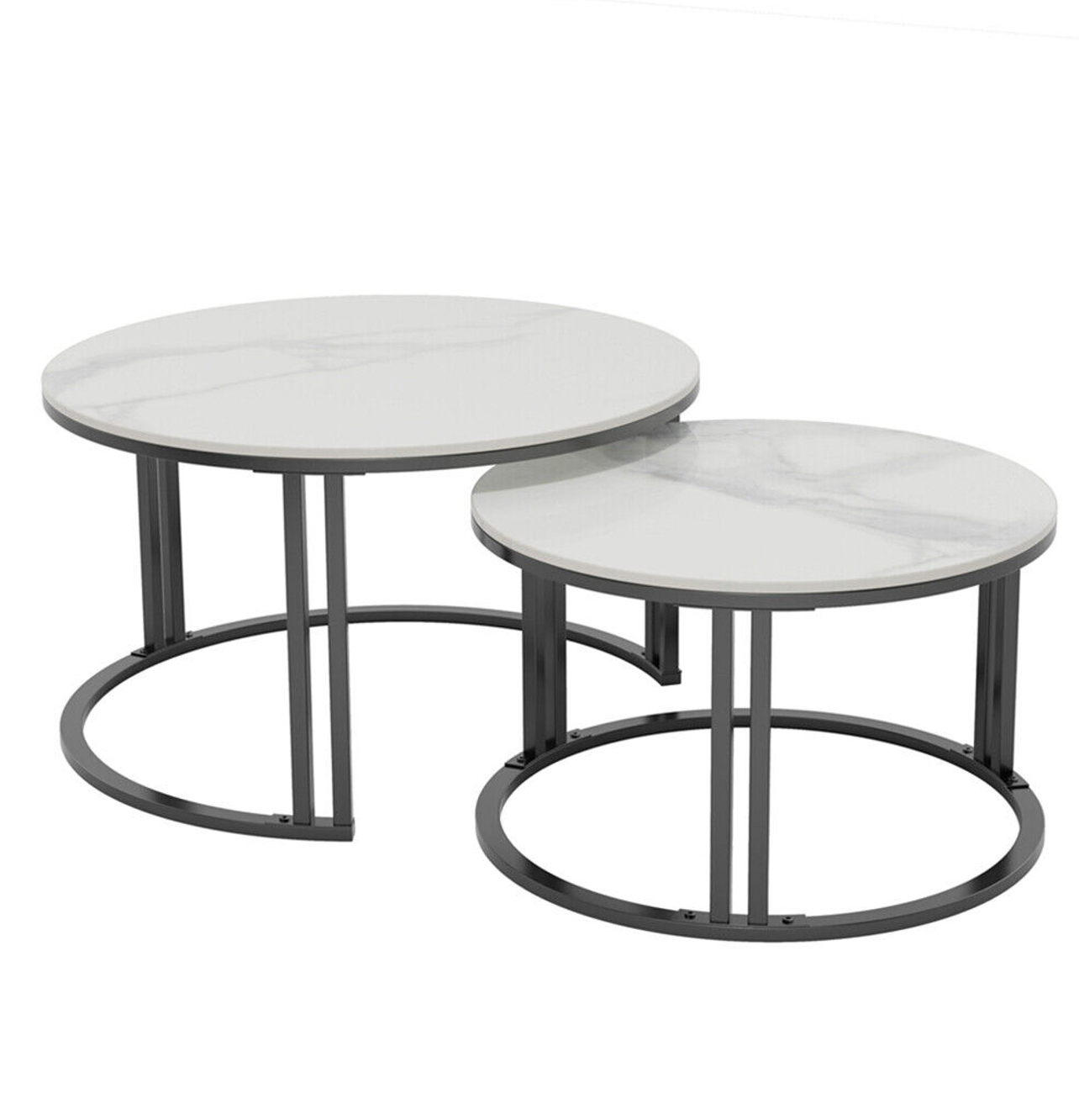 Interior Ave - Premier Nested Coffee Table Set - White Marble Stone V355-IA-CT13-MB