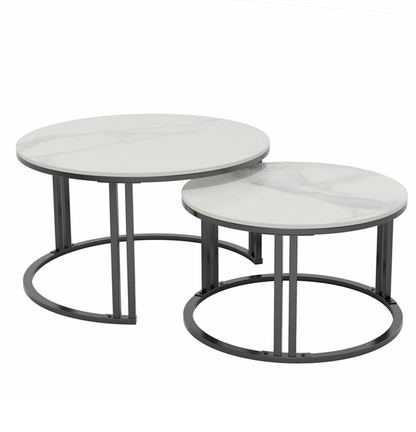 Interior Ave - Premier Nested Coffee Table Set - White Marble Stone V355-IA-CT13-MB