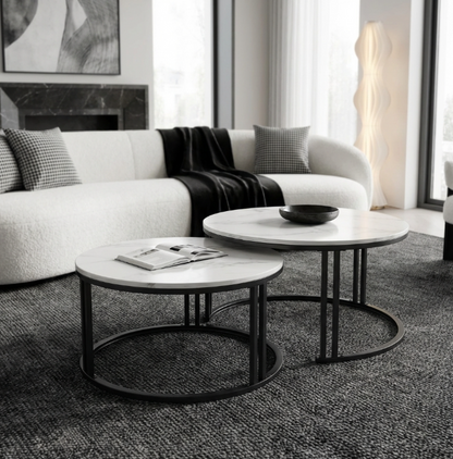 Interior Ave - Premier Nested Coffee Table Set - White Marble Stone V355-IA-CT13-MB