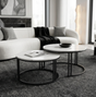 Interior Ave - Premier Nested Coffee Table Set - White Marble Stone V355-IA-CT13-MB