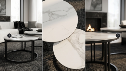 Interior Ave - Premier Nested Coffee Table Set - White Marble Stone V355-IA-CT13-MB