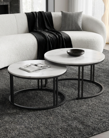 Interior Ave - Premier Nested Coffee Table Set - White Marble Stone V355-IA-CT13-MB