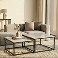 Interior Ave - Ciest Square Nested Coffee Table Set - White Marble Stone V355-IA-CT15-MB