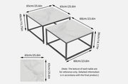 Interior Ave - Ciest Square Nested Coffee Table Set - White Marble Stone V355-IA-CT15-MB