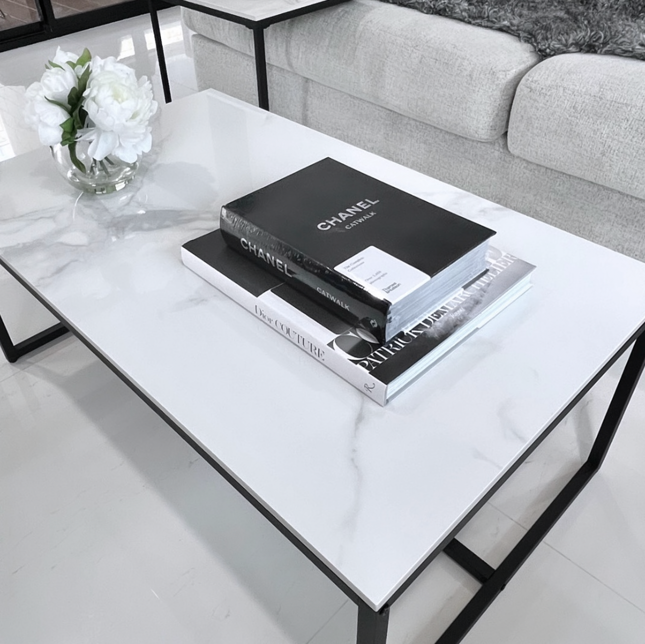 Interior Ave - Monaco Rectangle Coffee Table - White Marble Stone V355-IA-CT16-MB