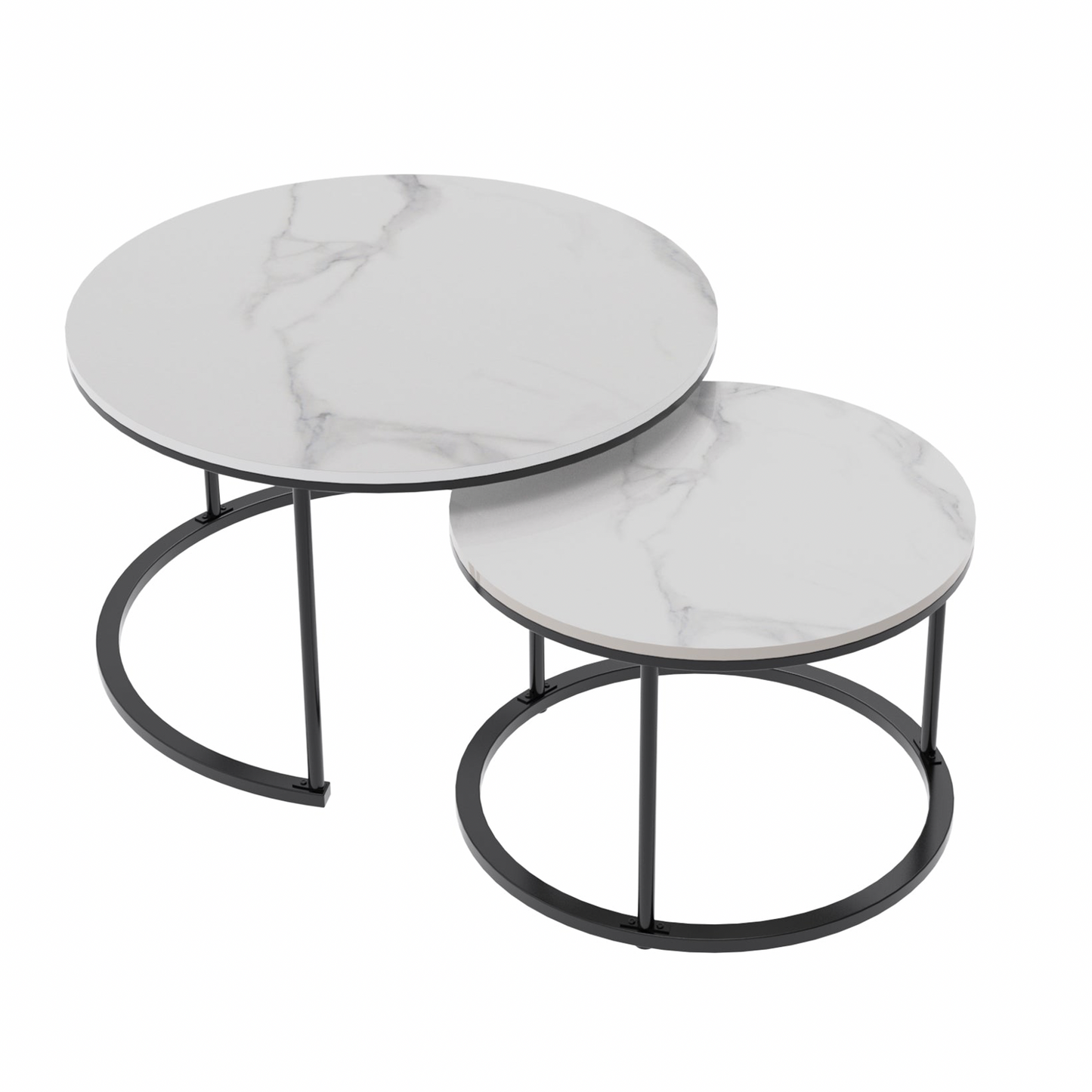 Interior Ave - Executive Stone Nested Coffee Table Set - White & White V355-IA-CT3-MMB