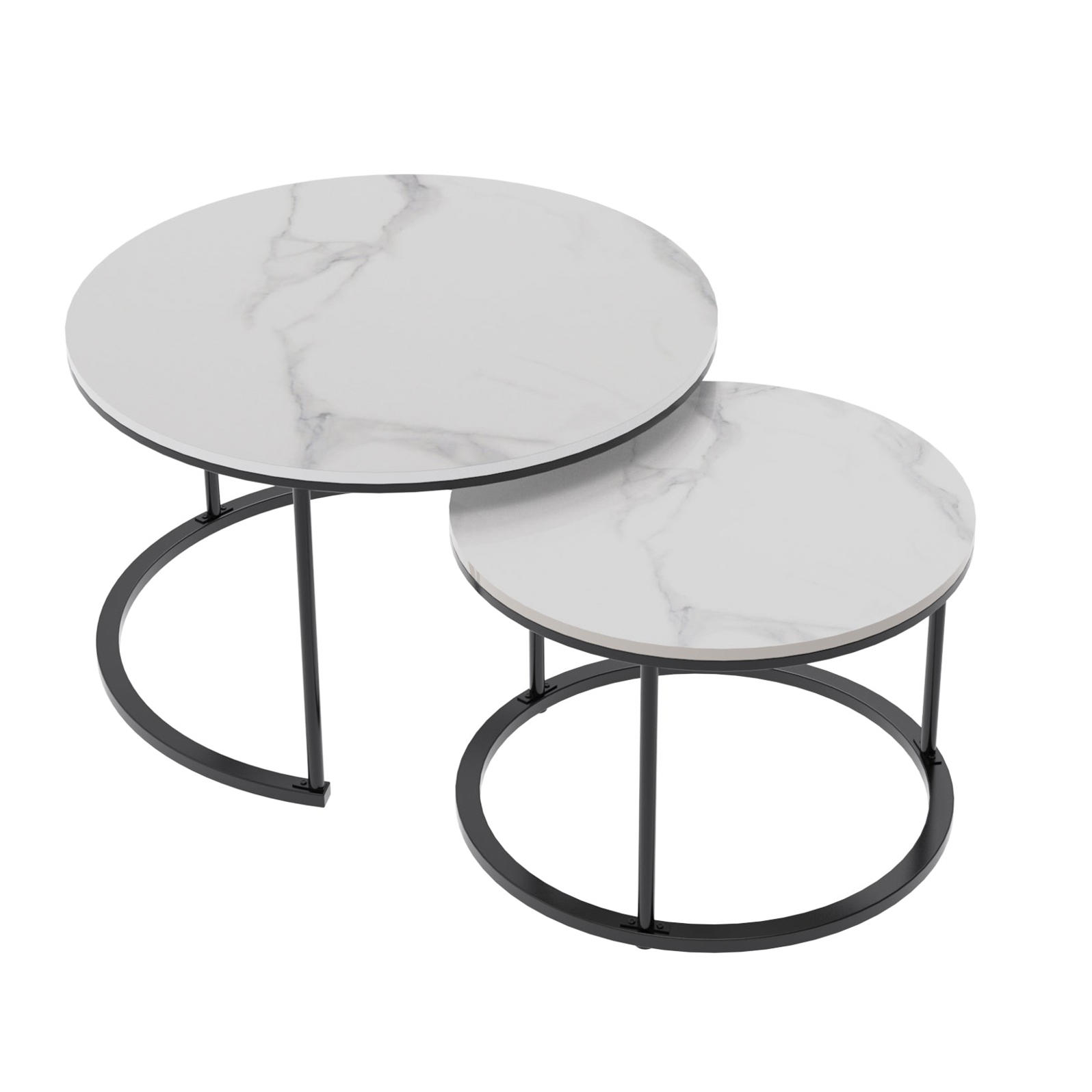 Interior Ave - Executive Stone Nested Coffee Table Set - White & White V355-IA-CT3-MMB
