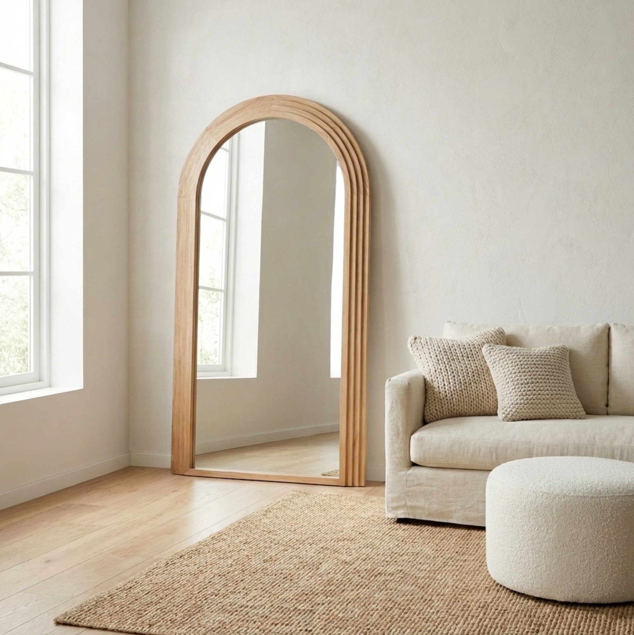 Interior Ave - Sierra Arched Step Mirror - Signature Sculptural Natural Wood Statement Piece V355-IA-DM-SN