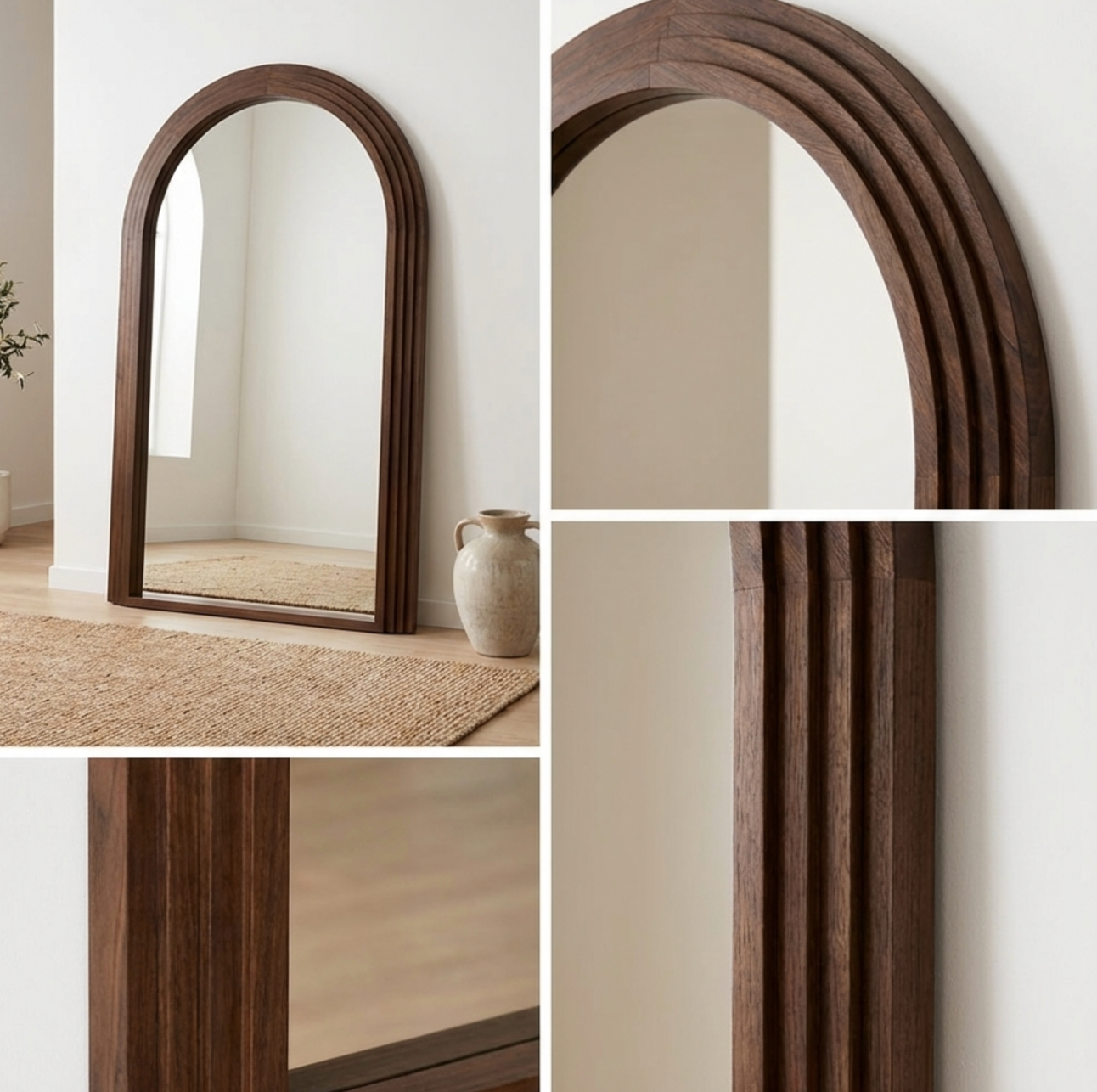 Interior Ave - Sierra Arched Step Mirror - Signature Sculptural Walnut Statement Piece V355-IA-DM-SW