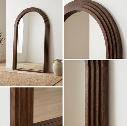 Interior Ave - Sierra Arched Step Mirror - Signature Sculptural Walnut Statement Piece V355-IA-DM-SW