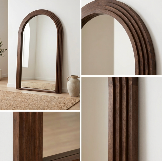 Interior Ave - Sierra Arched Step Mirror - Signature Sculptural Walnut Statement Piece V355-IA-DM-SW