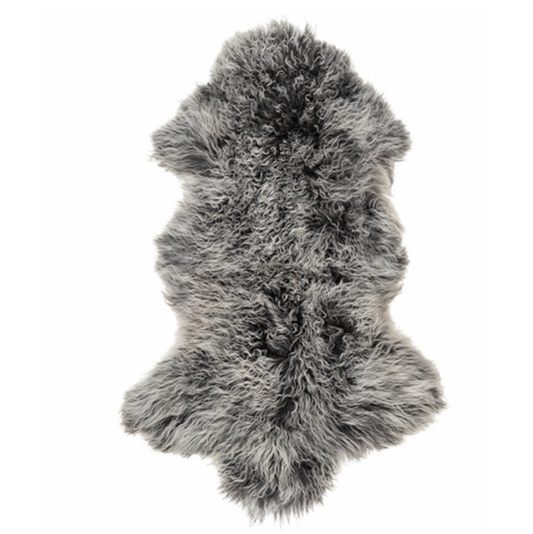 Interior Ave - Mongolian Fur Throw - 90CM - Charcoal Snow V355-IA-MG-CH