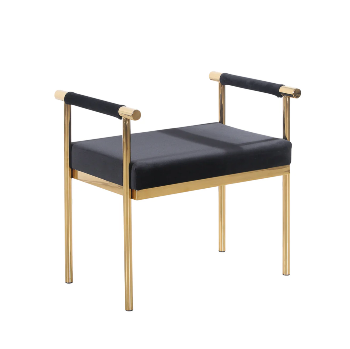 Interior Ave - Cuba Velvet Vanity Stool - Black V355-IA-O7-B