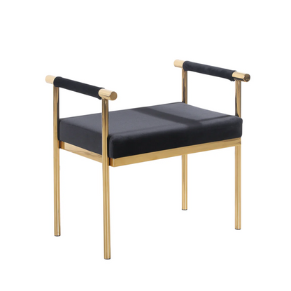 Interior Ave - Cuba Velvet Vanity Stool - Black V355-IA-O7-B