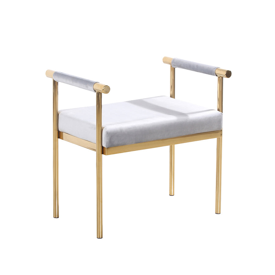Interior Ave - Cuba Velvet Vanity Stool - White V355-IA-O8-W