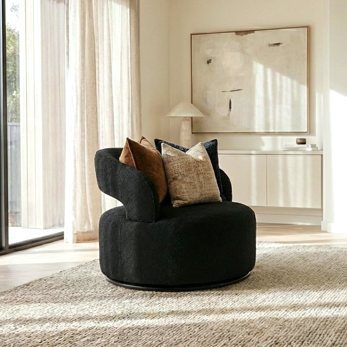 Interior Ave - Coco Milan Swivel Accent Chair - Black V355-IA-OCC-COC-BLK