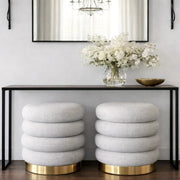 Interior Ave - Roma Round Tweed Ottoman / Footstool - Light Grey V355-IA-OTT-ROM-GRY