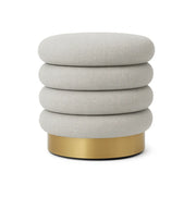 Interior Ave - Roma Round Tweed Ottoman / Footstool - Light Grey V355-IA-OTT-ROM-GRY