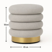 Interior Ave - Roma Round Tweed Ottoman / Footstool - Light Grey V355-IA-OTT-ROM-GRY
