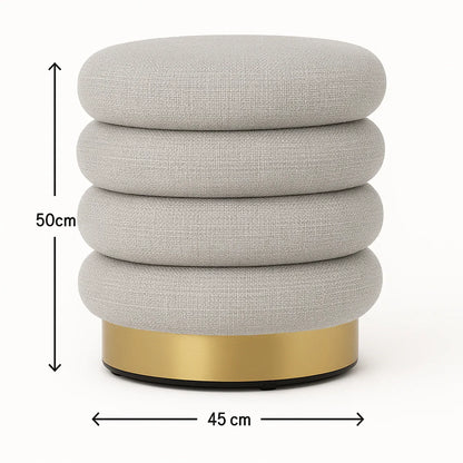 Interior Ave - Roma Round Tweed Ottoman / Footstool - Light Grey V355-IA-OTT-ROM-GRY