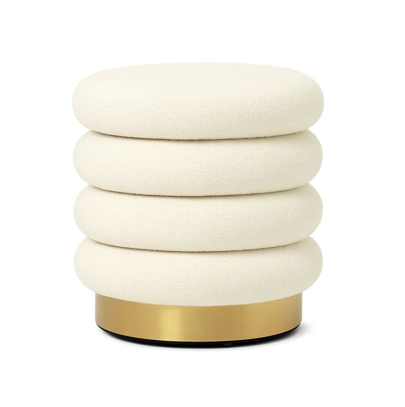 Interior Ave - Roma Round Milan Ottoman / Footstool - Off White V355-IA-OTT-ROM-NAT