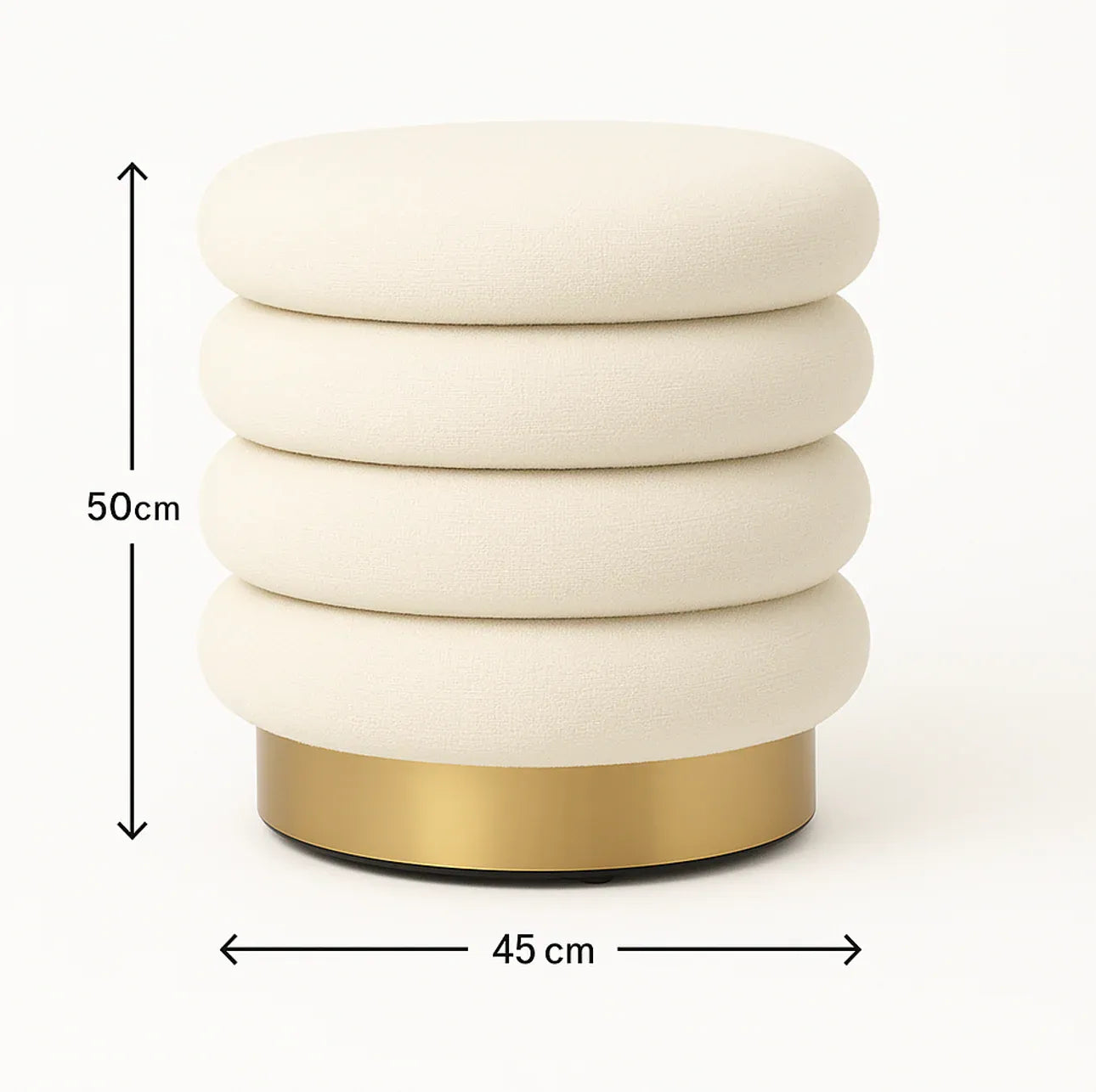 Interior Ave - Roma Round Milan Ottoman / Footstool - Off White V355-IA-OTT-ROM-NAT