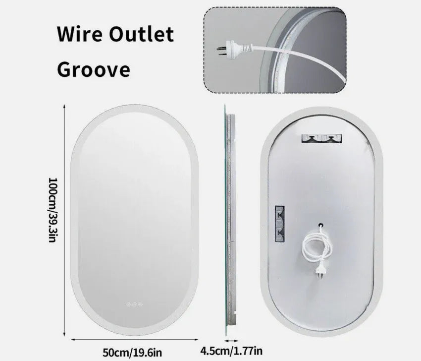Interior Ave - 50 x 100cm Oval Frameless LED Bathroom Mirror V355-IA-OWM-50100