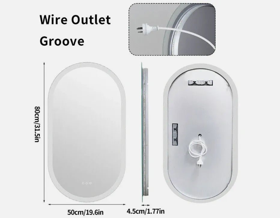 Interior Ave - 50 x 80cm Oval Frameless LED Bathroom Mirror V355-IA-OWM-5080