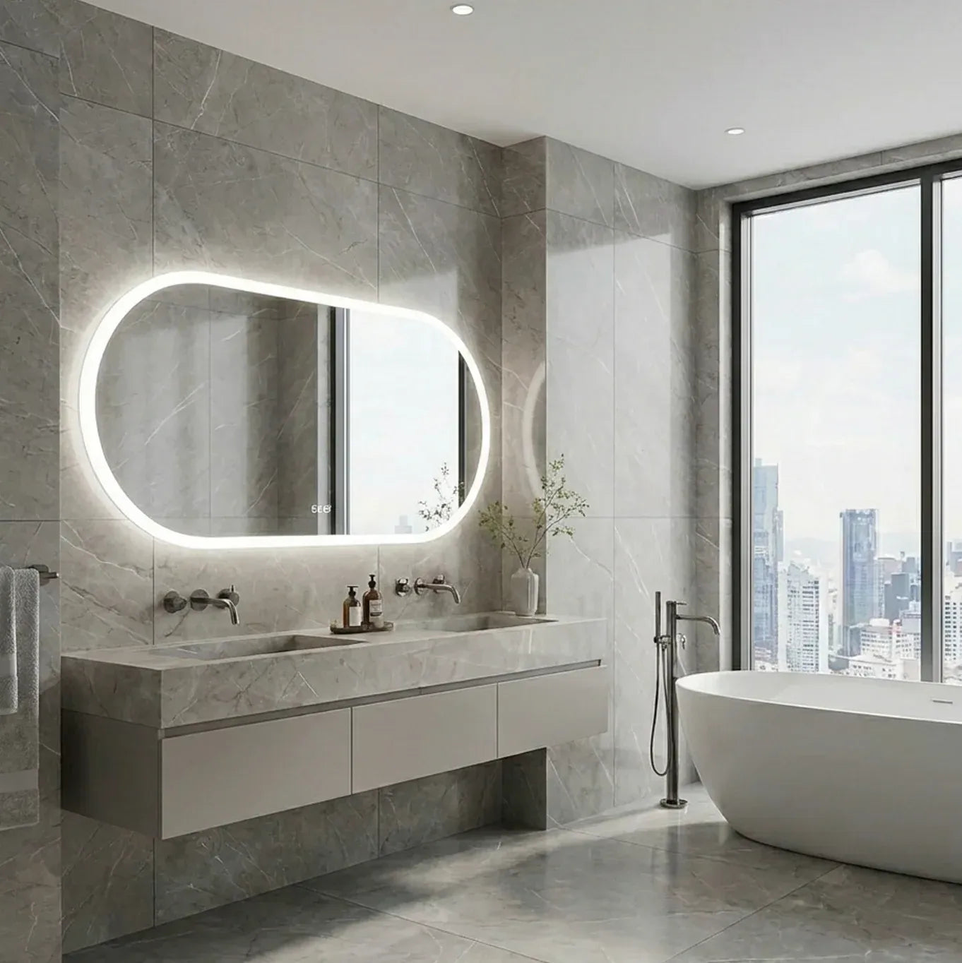 Interior Ave - 60 x 120cm Oval Frameless LED Bathroom Mirror V355-IA-OWM-60120