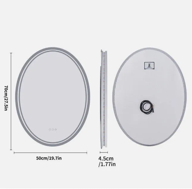 Interior Ave - 50 x 70cm Oval Frameless LED Bathroom Mirror V355-IA-OWM-70
