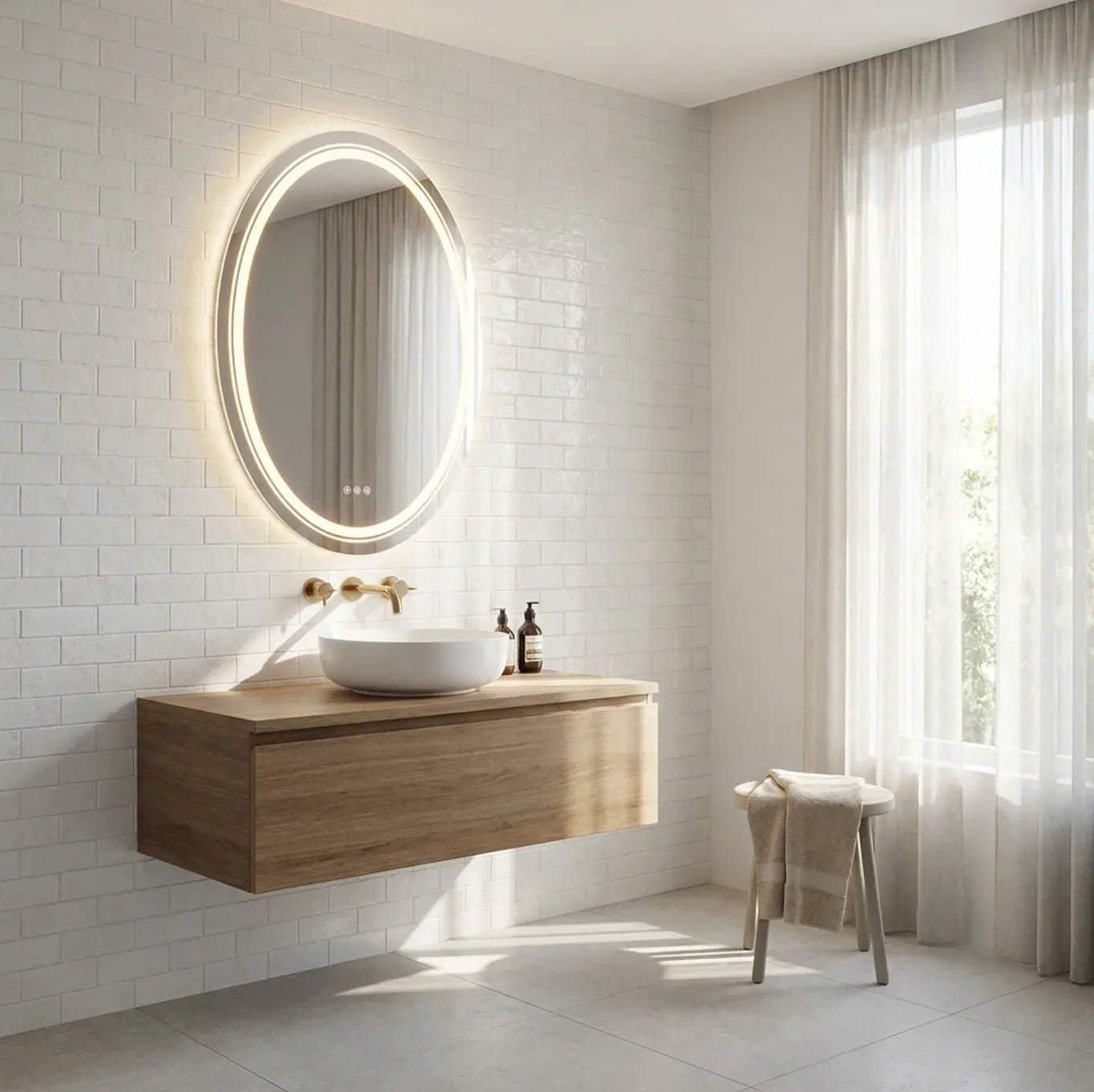 Interior Ave - 60 x 80cm Oval Frameless LED Bathroom Mirror V355-IA-OWM-80
