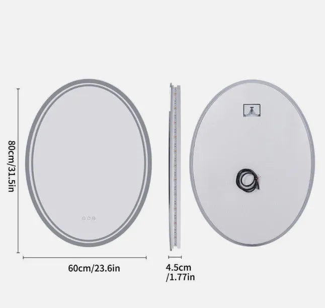 Interior Ave - 60 x 80cm Oval Frameless LED Bathroom Mirror V355-IA-OWM-80