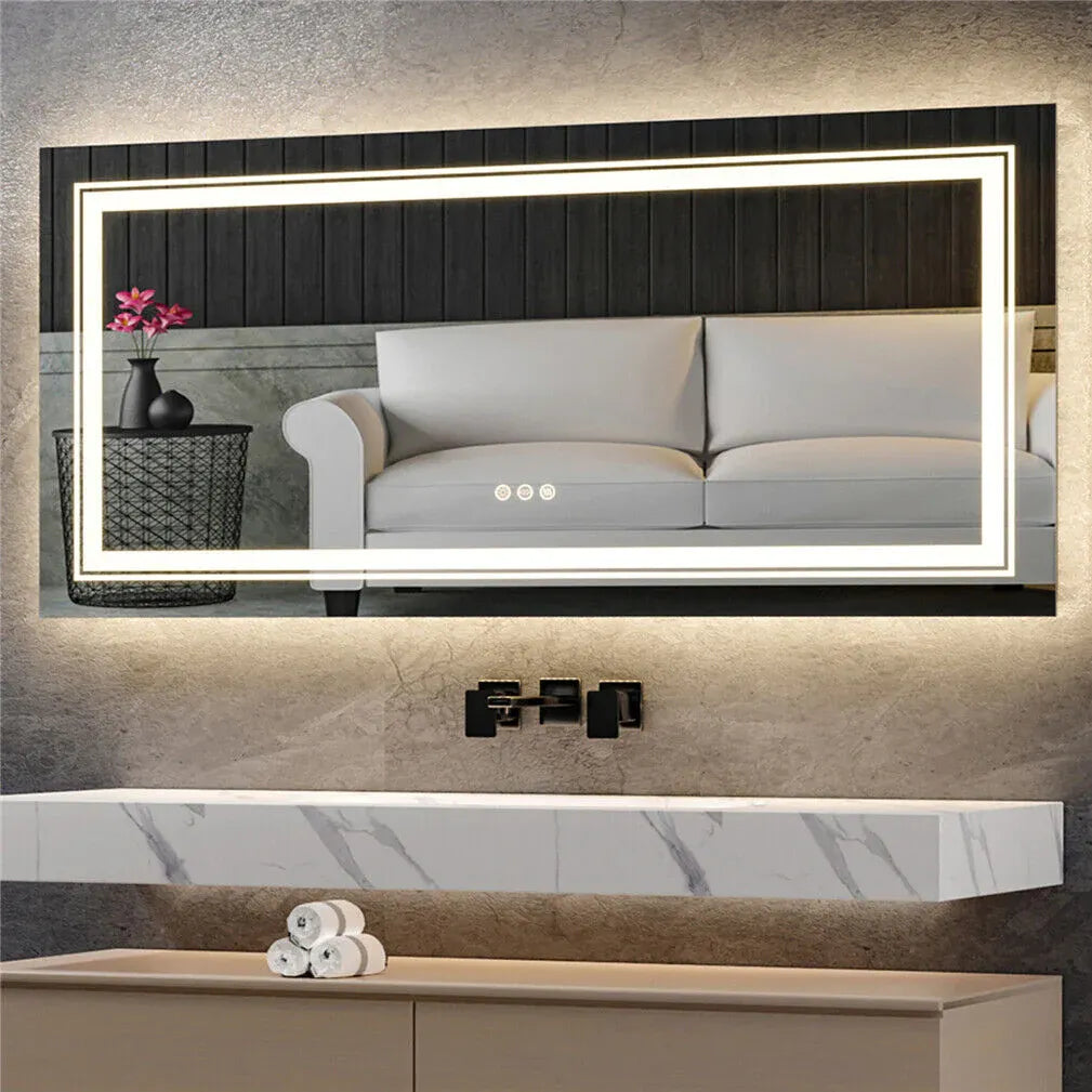 Interior Ave - 100 x 60cm Rectangle Frameless LED Bathroom Mirror V355-IA-RWM-10060
