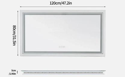 Interior Ave - 120 x 80cm Rectangle Frameless LED Bathroom Mirror V355-IA-RWM-12080