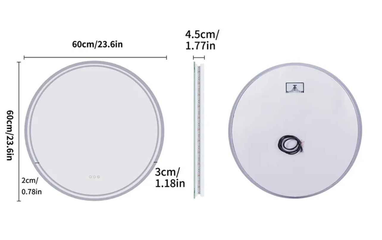 Interior Ave - 60cm Round Frameless LED Bathroom Mirror V355-IA-RWM-60