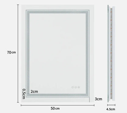 Interior Ave - 50 x 70cm Rectangle Frameless LED Bathroom Mirror V355-IA-RWM-7050