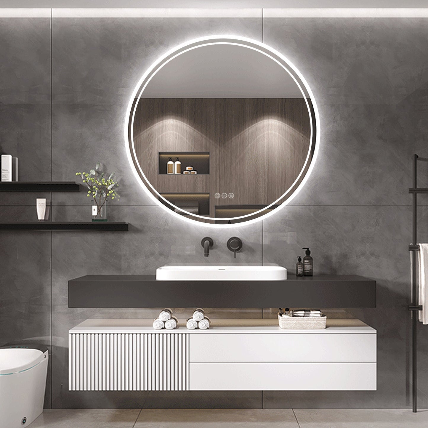 Interior Ave - 80cm Round Frameless LED Bathroom Mirror V355-IA-RWM-80
