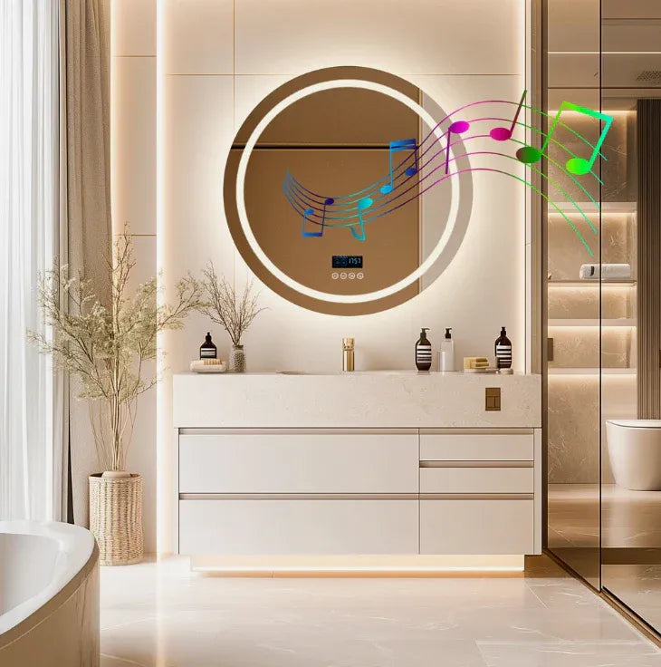 Interior Ave - 80cm Round Frameless LED Bathroom Mirror - Bluetooth V355-IA-RWM-80-BT