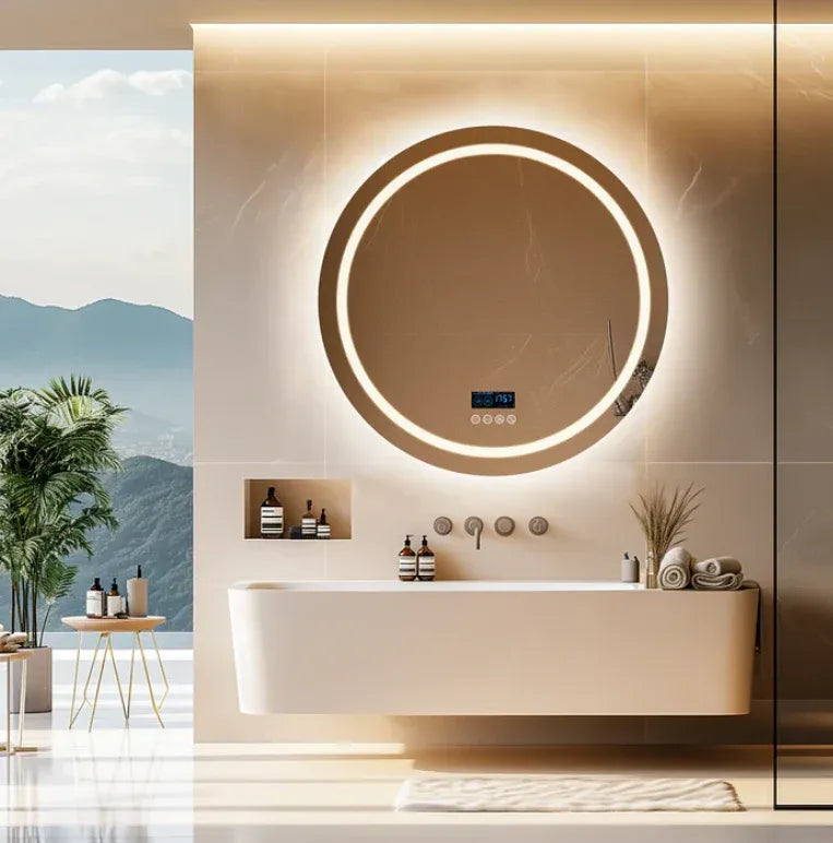 Interior Ave - 80cm Round Frameless LED Bathroom Mirror - Bluetooth V355-IA-RWM-80-BT