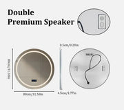Interior Ave - 80cm Round Frameless LED Bathroom Mirror - Bluetooth V355-IA-RWM-80-BT