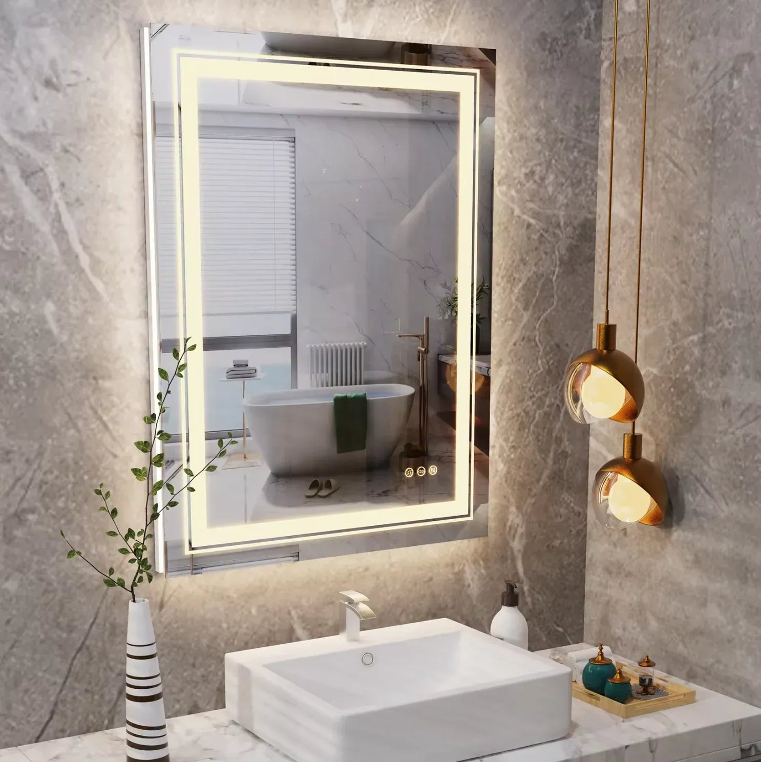 Interior Ave - 60 x 80cm Rectangle Frameless LED Bathroom Mirror V355-IA-RWM-8060