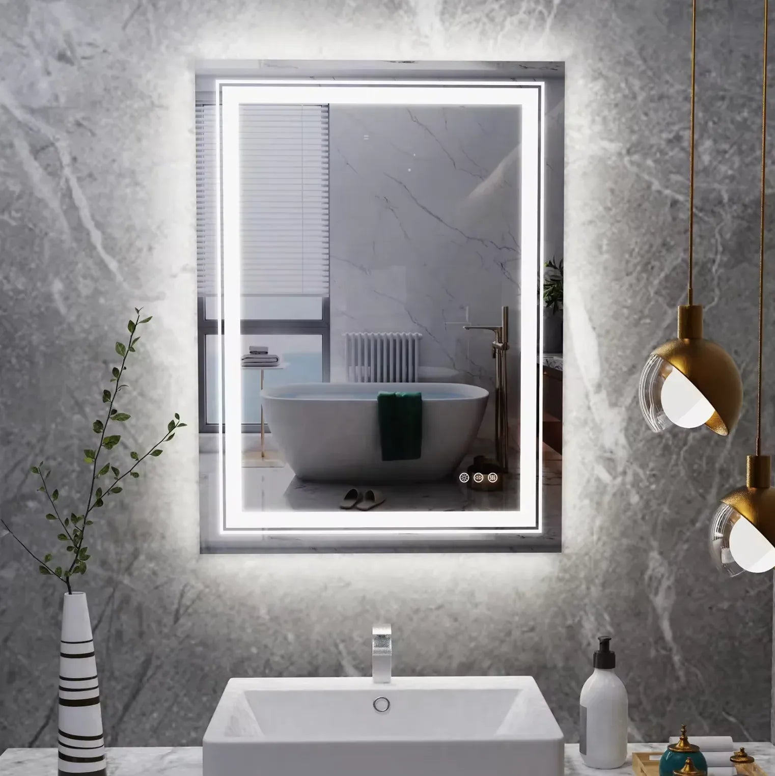 Interior Ave - 60 x 80cm Rectangle Frameless LED Bathroom Mirror V355-IA-RWM-8060