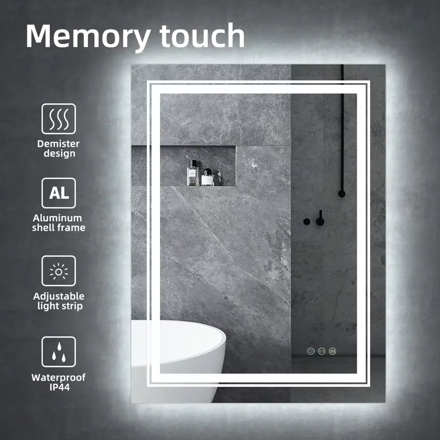 Interior Ave - 60 x 80cm Rectangle Frameless LED Bathroom Mirror V355-IA-RWM-8060