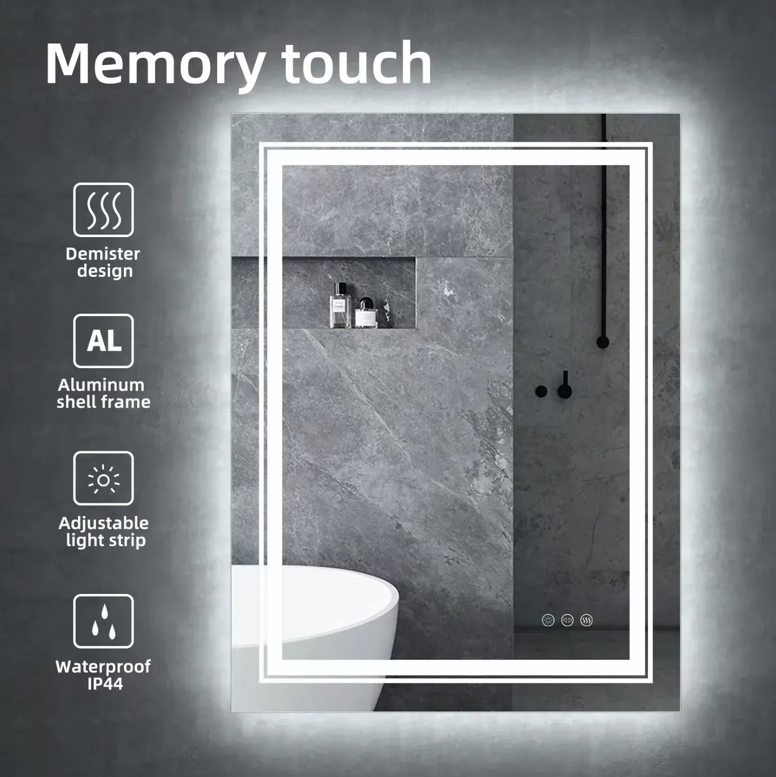 Interior Ave - 60 x 80cm Rectangle Frameless LED Bathroom Mirror V355-IA-RWM-8060